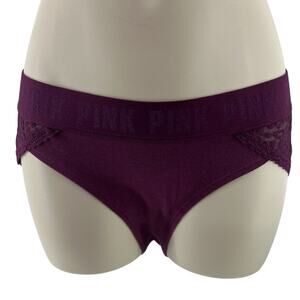 Victoria's Secret PINK Burgundy Hipster Leopard Lace Back Signature Waist M